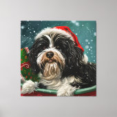 Tibetan Terrier Dog Weihnachtsfest Leinwanddruck (Vorderseite)