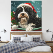 Tibetan Terrier Dog Weihnachtsfest Leinwanddruck (Insitu (Schlafzimmer))