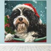 Tibetan Terrier Dog Weihnachtsfest Leinwanddruck (Insitu (Holzboden))