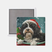 Tibetan Terrier Dog Weihnachtsfest Magnet (Vorderseite/Rückseite)