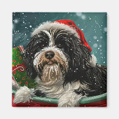 Tibetan Terrier Dog Weihnachtsfest Magnet (Vorne)