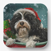 Tibetan Terrier Dog Weihnachtsfest Pappteller (Vorderseite)