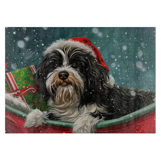 Tibetan Terrier Dog Weihnachtsfest Schneidebrett (Vorderseite)
