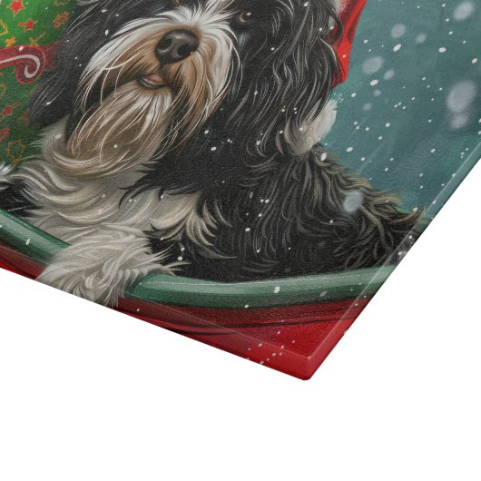Tibetan Terrier Dog Weihnachtsfest Schneidebrett (Ecke)