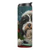 Tibetan Terrier Dog Weihnachtsfest Thermosbecher (Nach links gedreht)