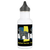 Tibetan Terrier Dog Yellow & Blue Triangle Grid Edelstahlflasche (Links)