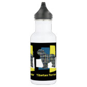 Tibetan Terrier Dog Yellow & Blue Triangle Grid Edelstahlflasche (Rechts)