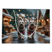 Tibetan Terrier Dogs Christmas Snow Holiday Große Geschenktüte (Rückseite)