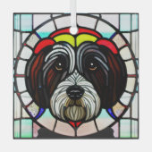 Tibetan Terrier "Festes Glas" Ornament Aus Glas (Vorderseite)