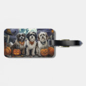 Tibetan Terrier Halloween Spooky Gepäckanhänger (Rückseite horizontal)