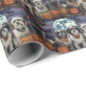 Tibetan Terrier Halloween Spooky Geschenkpapier (Rolleneckpunkt)