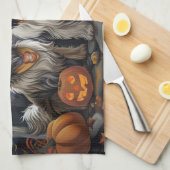 Tibetan Terrier Halloween Spooky Geschirrtuch (Viertel Falte)