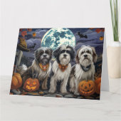 Tibetan Terrier Halloween Spooky Karte (Vorderseite)