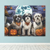 Tibetan Terrier Halloween Spooky Leinwanddruck (Insitu (Holzboden))