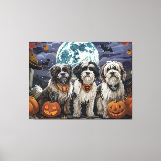 Tibetan Terrier Halloween Spooky Leinwanddruck (Vorderseite)