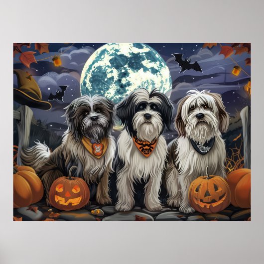 Tibetan Terrier Halloween Spooky Poster (Vorne)