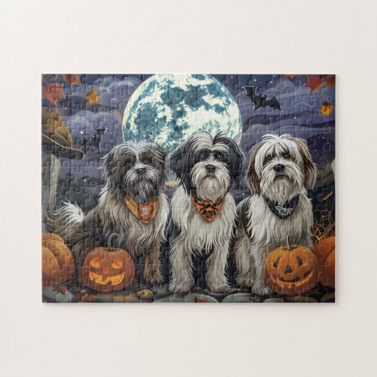 Tibetan Terrier Halloween Spooky Puzzle (Horizontal)