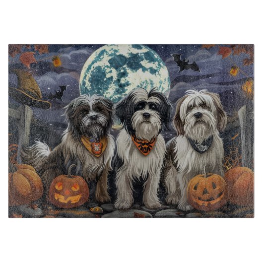 Tibetan Terrier Halloween Spooky Schneidebrett (Vorderseite)