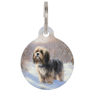 Tibetan Terrier Lass es schneien Weihnachten Haustiermarke
