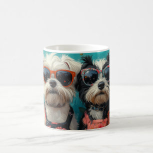 Tibetan Terrier mit Herz Rosen Valentinstag Kaffeetasse
