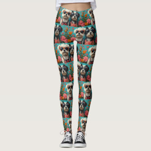 Tibetan Terrier mit Herz Rosen Valentinstag Leggings