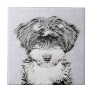 Tibetan Terrier Painting - Niedliche Original Dog Fliese