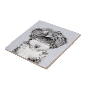 Tibetan Terrier Painting - Niedliche Original Dog  Fliese (Seite)