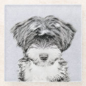 Tibetan Terrier Painting - Niedliche Original Dog Glasuntersetzer (Vorderseite)