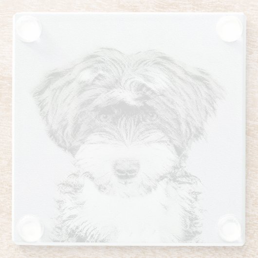 Tibetan Terrier Painting - Niedliche Original Dog Glasuntersetzer (Rückseite)