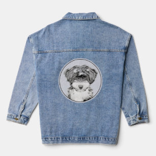 Tibetan Terrier Painting - Niedliche Original Dog Jeansjacke