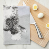 Tibetan Terrier Painting - Niedliche Original Dog  Küchentuch (Viertel Falte)