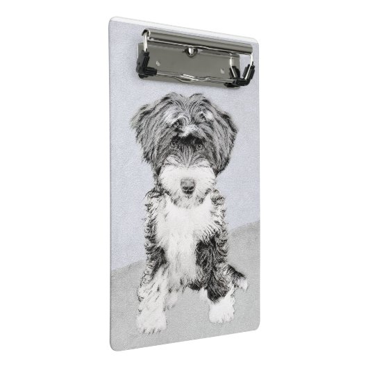 Tibetan Terrier Painting - Niedliche Original Dog Mini Klemmbrett (Schrägansicht)