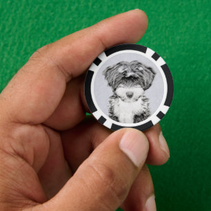 Tibetan Terrier Painting - Niedliche Original Dog Pokerchips