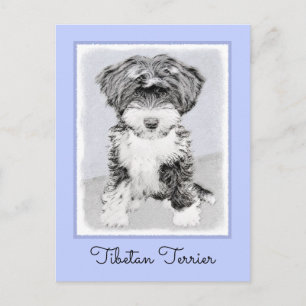 Tibetan Terrier Painting - Niedliche Original Dog Postkarte