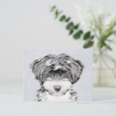 Tibetan Terrier Painting - Niedliche Original Dog  Postkarte (Stehend Vorderseite)