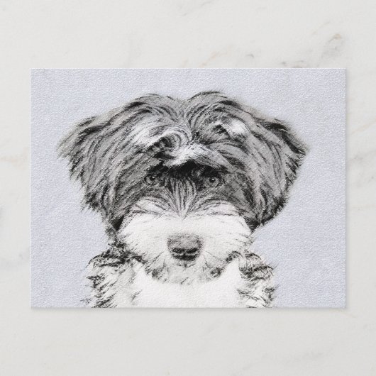 Tibetan Terrier Painting - Niedliche Original Dog  Postkarte (Vorderseite)