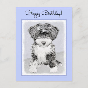 Tibetan Terrier Painting - Niedliche Original Dog  Postkarte