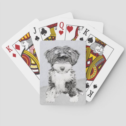Tibetan Terrier Painting - Niedliche Original Dog Spielkarten (Rückseite)