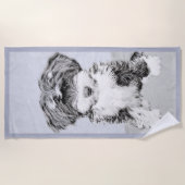 Tibetan Terrier Painting - Niedliche Original Dog Strandtuch (Vorderseite)