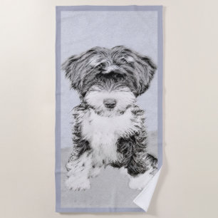 Tibetan Terrier Painting - Niedliche Original Dog Strandtuch
