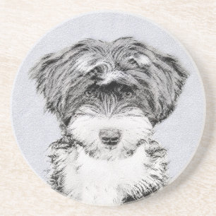 Tibetan Terrier Painting - Niedliche Original Dog Untersetzer