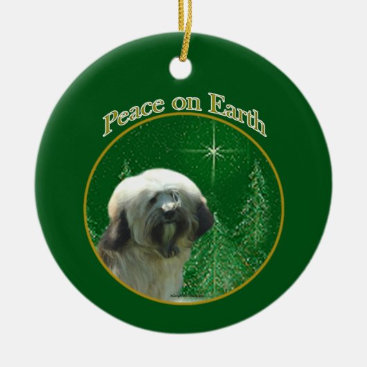Tibetan Terrier Peace Keramik Ornament (Vorne)