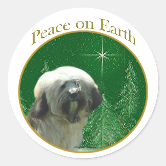 Tibetan Terrier Peace Runder Aufkleber (Vorderseite)