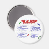 TIBETAN TERRIER Property Laws 2 Magnet (Vorderseite/Rückseite)