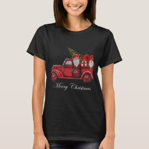 Tibetan Terrier Riding Red Truck Frohe Weihnachten T-Shirt