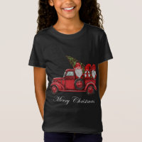 Tibetan Terrier Riding Red Truck Frohe Weihnachten