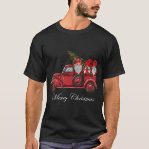 Tibetan Terrier Riding Red Truck Frohe Weihnachten T-Shirt