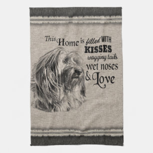 Tibetan Terrier Vintage-Porträt süßer Spruch Geschirrtuch