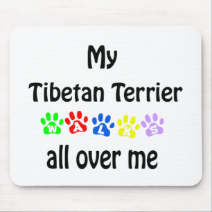 Tibetan Terrier Walks Design Mousepad