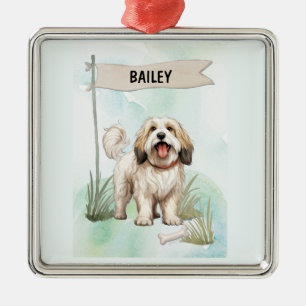 Tibetan Terrier Wasserfarbe Personalisierter Hund Ornament Aus Metall